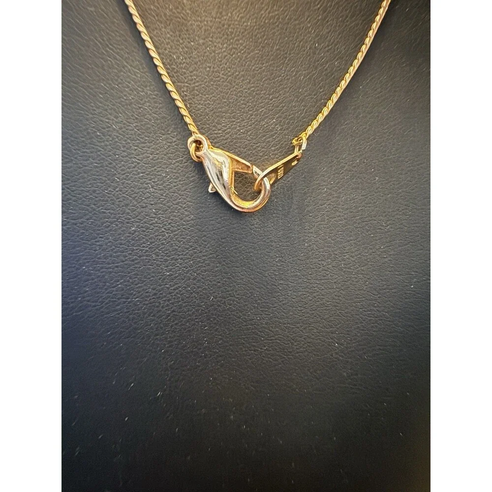 Vintage Long Station Necklace Two Tone Silver Gold Tone Textured Oval Beads 31